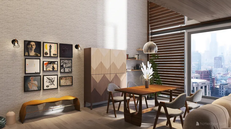 Contemporary Modern Industrial #HSDA2020Residential Loft WoodTones Grey 3d design renderings