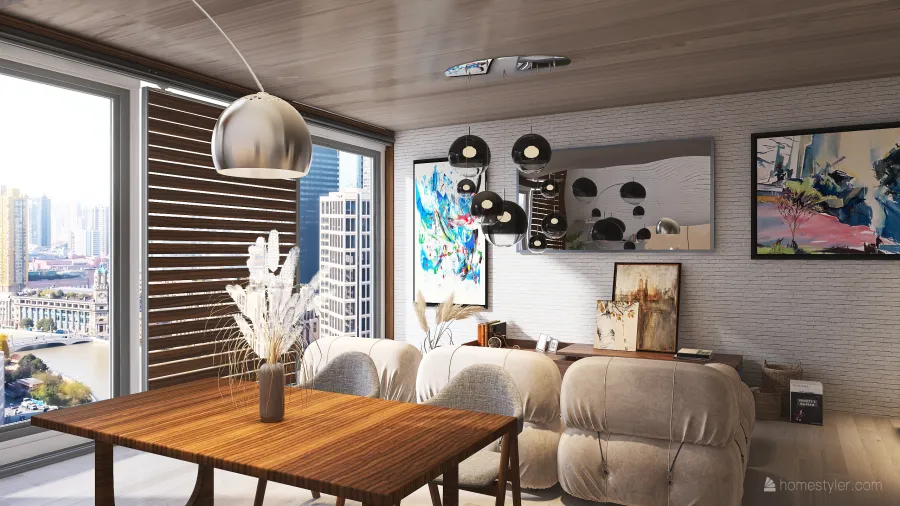 Contemporary Modern Industrial #HSDA2020Residential Loft WoodTones Grey 3d design renderings