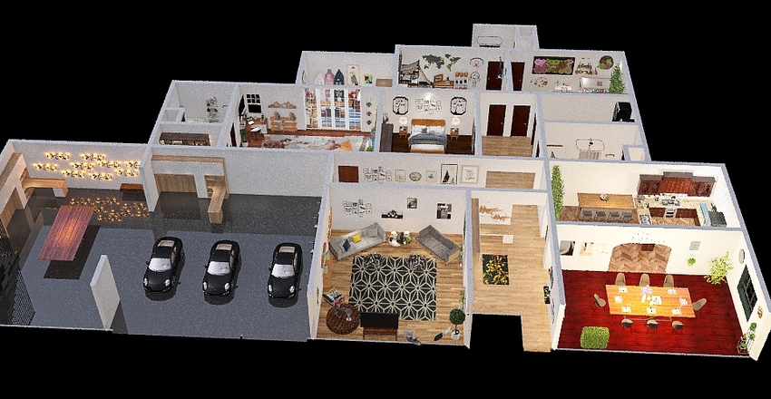 8 Person House Interior Design Render