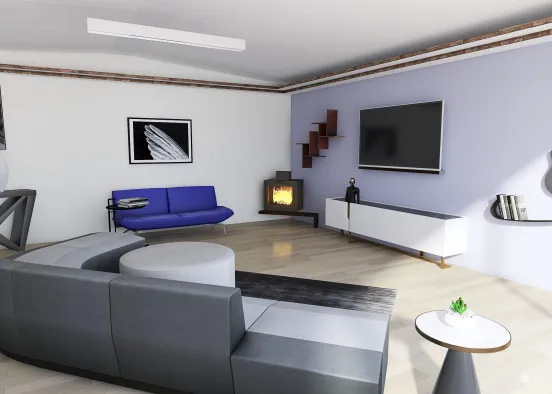 Living Room/ Kitchen Design Rendering