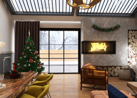 Contemporary Rustic #HSDA2020Residential Christmas into cozy Home Design Rendering