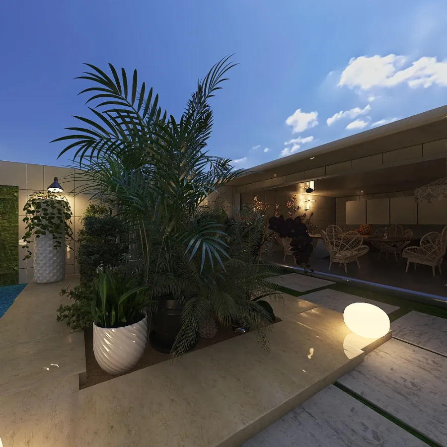Contemporary TropicalTheme #HSDA2020Residential Outdoor Garden Green 3d design renderings