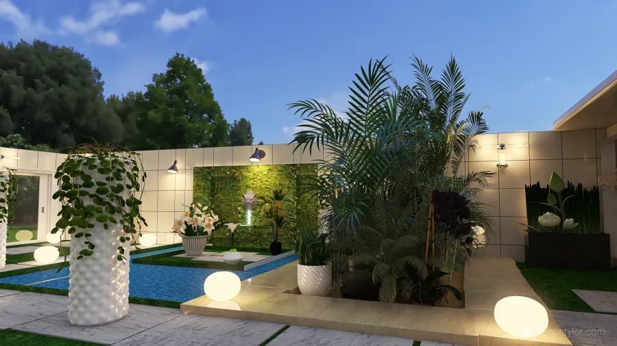 Contemporary TropicalTheme #HSDA2020Residential Outdoor Garden Green 3d design renderings