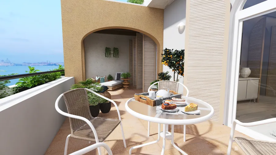 Costal Bohemian WabiSabi #HSDA2020Commercial Apartahotel en Benalmadena Blue Grey Beige 3d design renderings