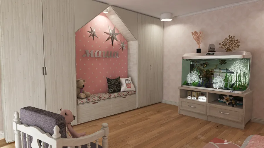 Beautiful  Girl's room 3d design renderings