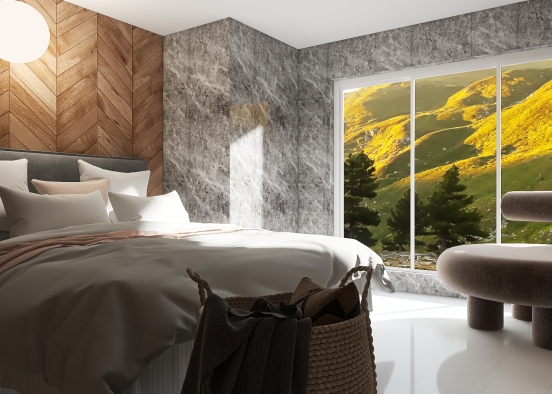 Cozy & Simple Master Bedroom Design Rendering