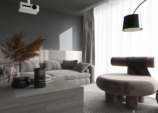 Modern Minimalist Living Room Design Rendering