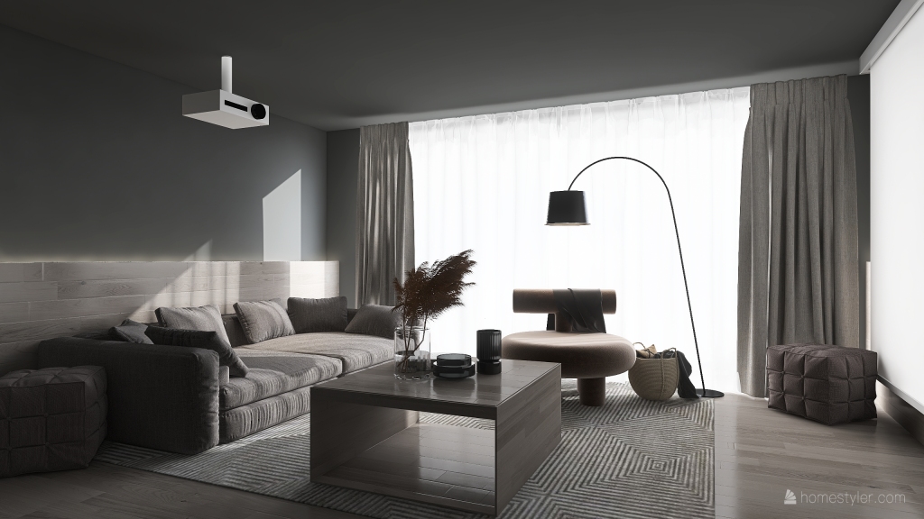 Modern Modern Minimalist Living Room Grey 3d design renderings