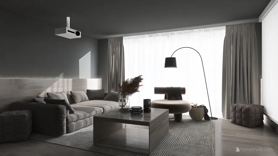 Modern Modern Minimalist Living Room Grey 3d design renderings