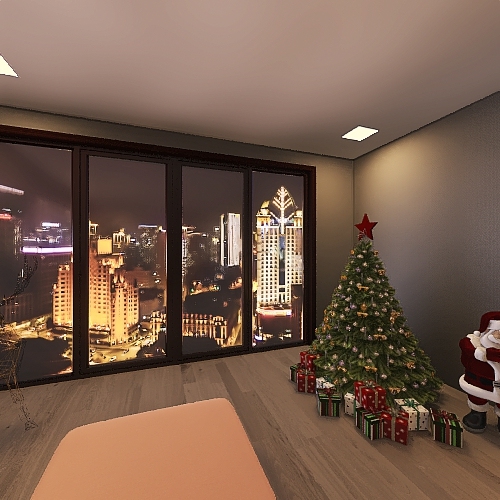 Living Room Christmas Design Rendering