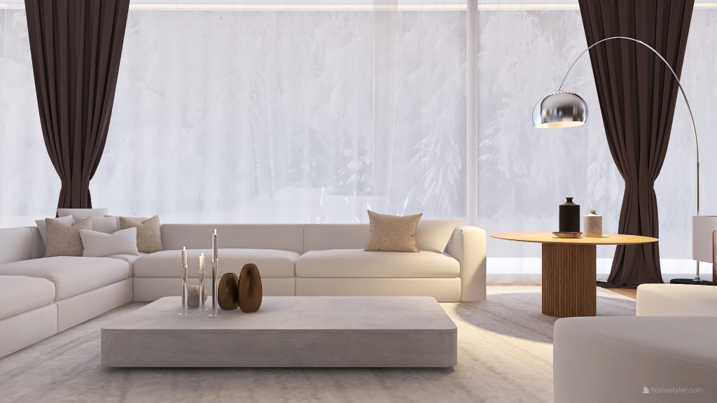 Contemporary Concrete Mountain House Grey Green White 3d design renderings
