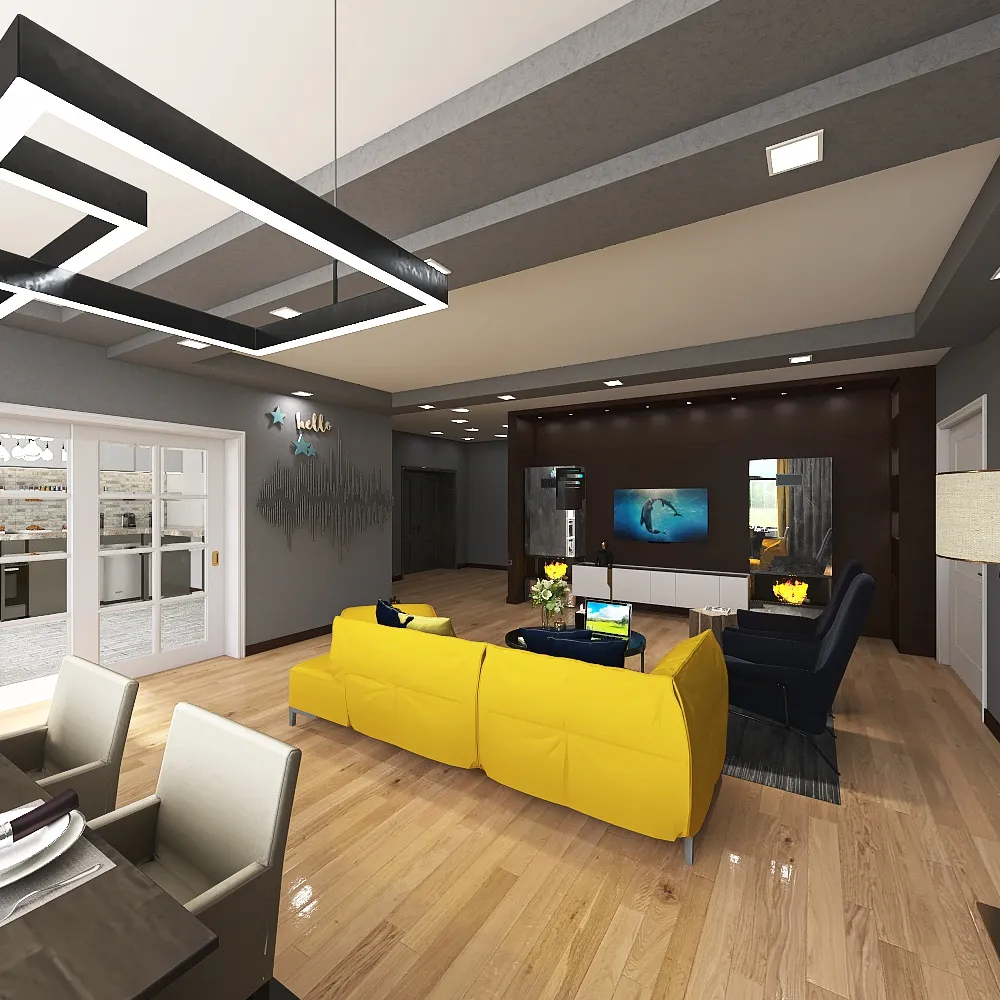 Project of Modern apartment 3d design renderings