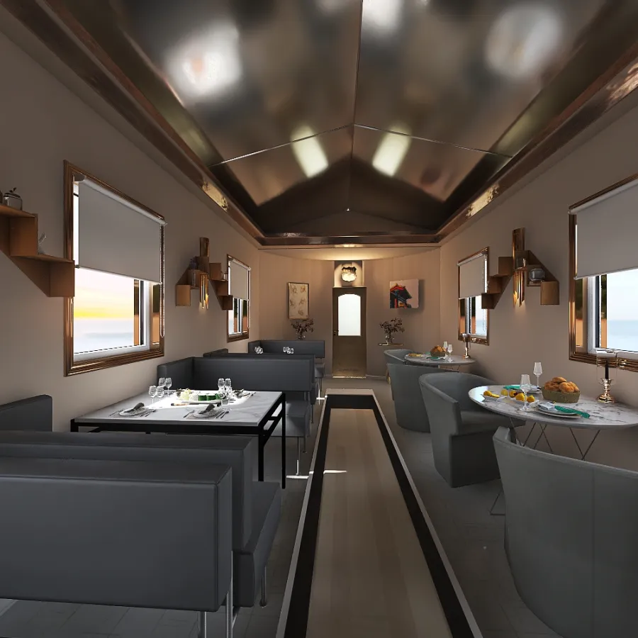 express train restaurant 3d design renderings