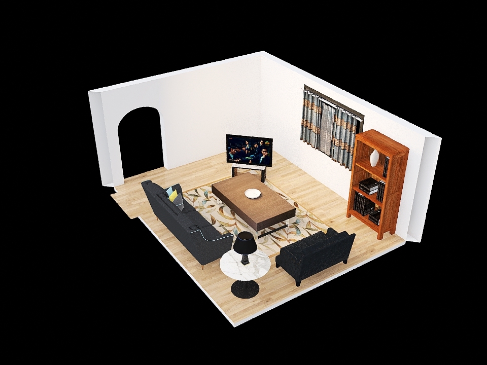 Living Room BW 3d design renderings