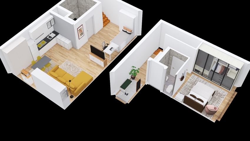 Layout 2 apartment in Berlin 3d design picture 88.92