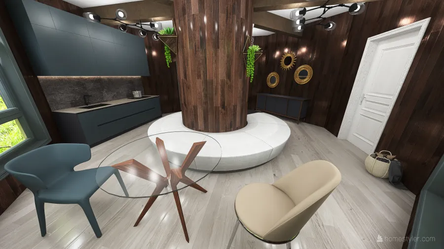 Tree House Kitchen 3d design renderings