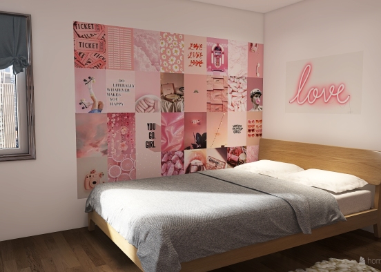Pink Trendy Room for a Teen Design Rendering