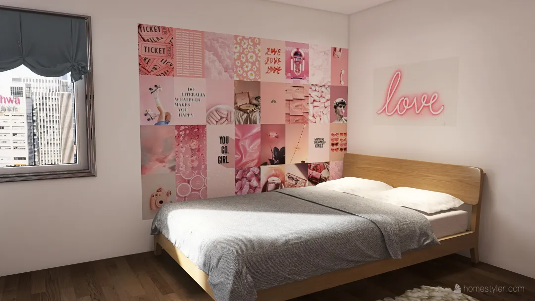 Pink Trendy Room for a Teen 3d design renderings