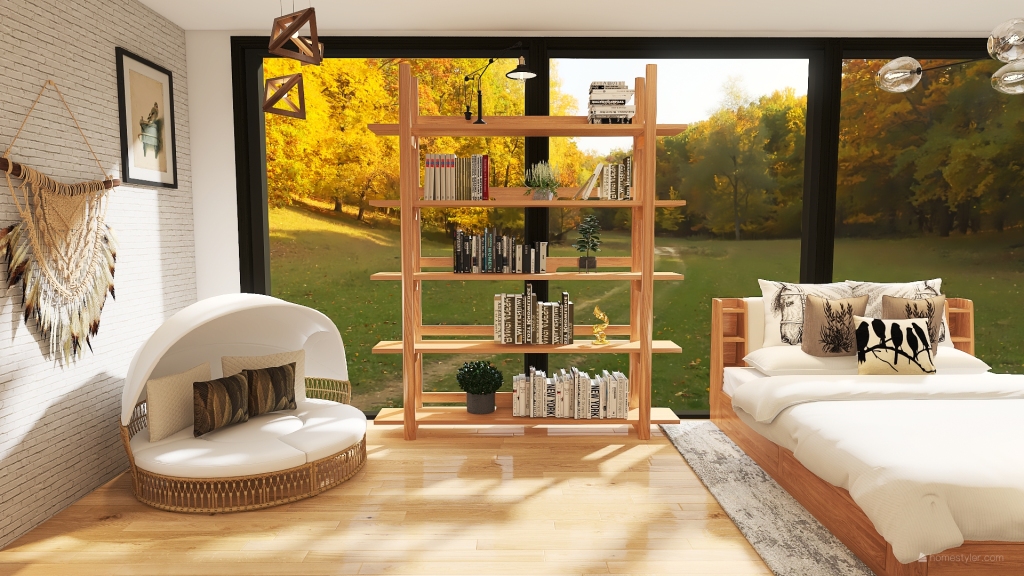 Autumn bedroom 3d design renderings