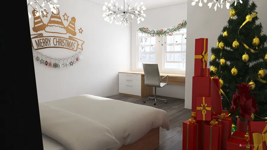 Christmas bedroom 3d design renderings