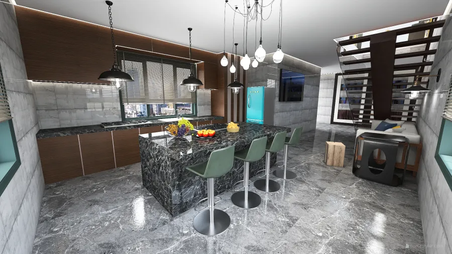 Project of modern apartment this 2 floors 3d design renderings
