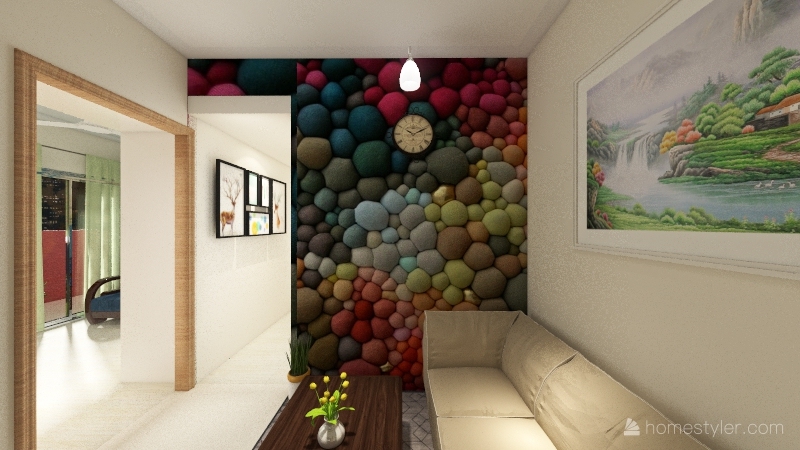 Living Room - Hall 3d design renderings