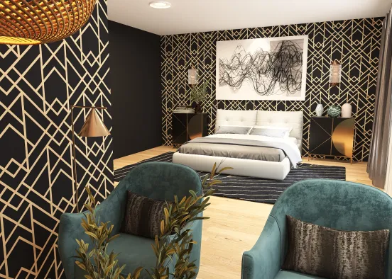 Art Deco Master Bedroom Design Rendering