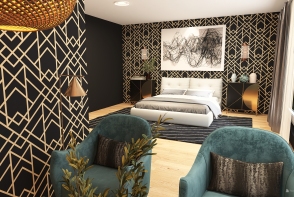 Art Deco Master Bedroom Design Rendering