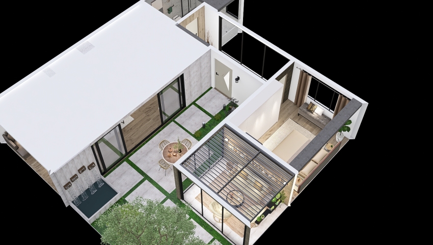 Contemporary house with courtyard 3d design picture 168.53