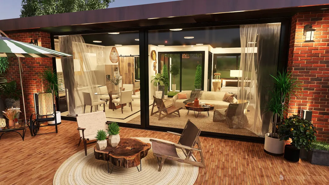 Wabi-sabi Cabana Villa Small House 3d design renderings