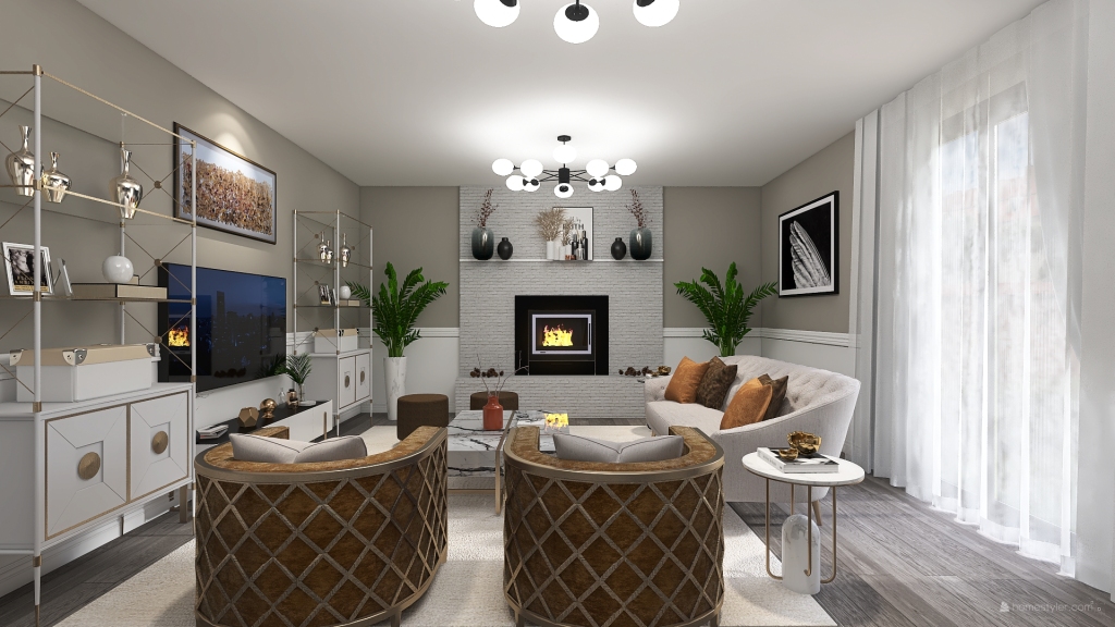 Living Room - Beige and Brown 3d design renderings