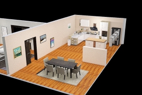 Living room/ Kitchen Design Rendering