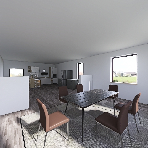 Dining Room and Kitchen 3d design renderings