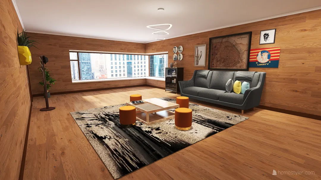 Small wood apartment 3d design renderings