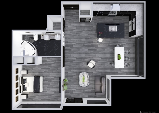 The Glass Oaks: Apartment #1 Floor Plan Design Rendering