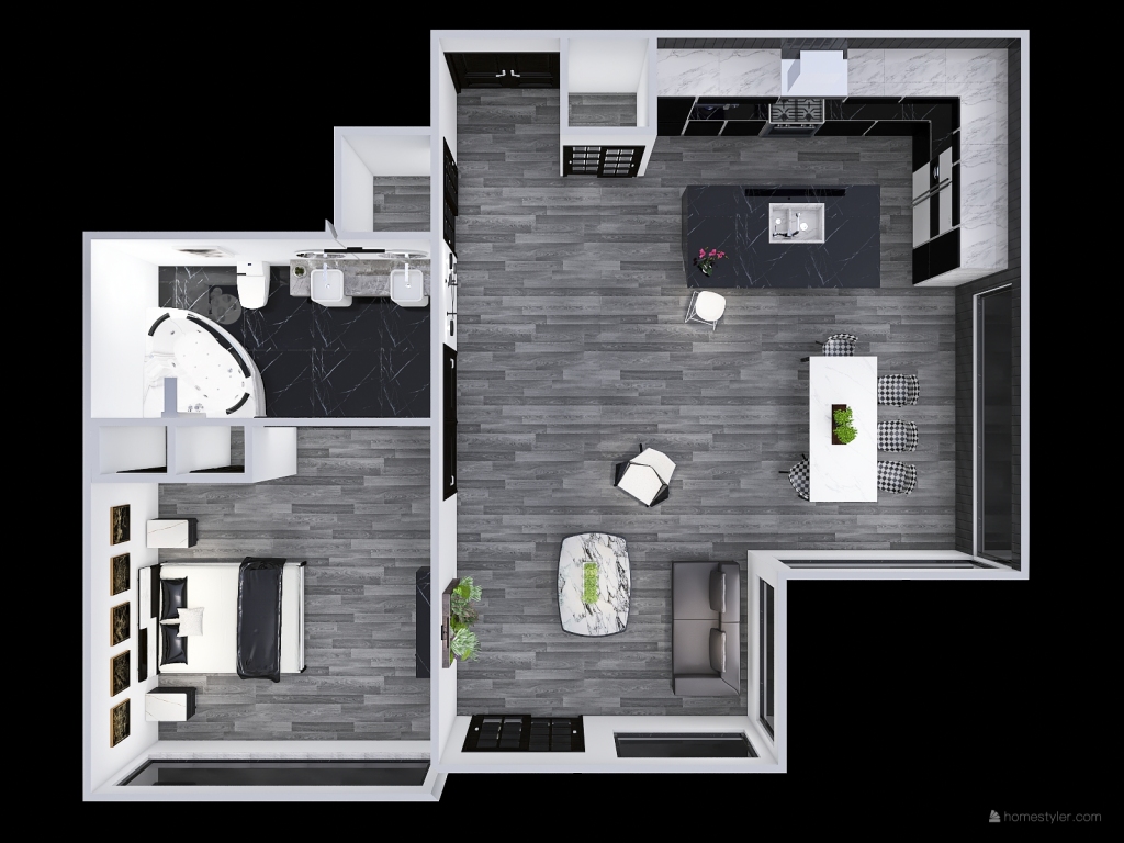 The Glass Oaks: Apartment #1 Floor Plan 3d design renderings