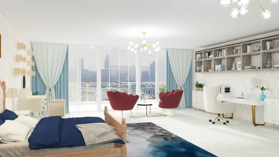 Penthouse bedroom 3d design renderings