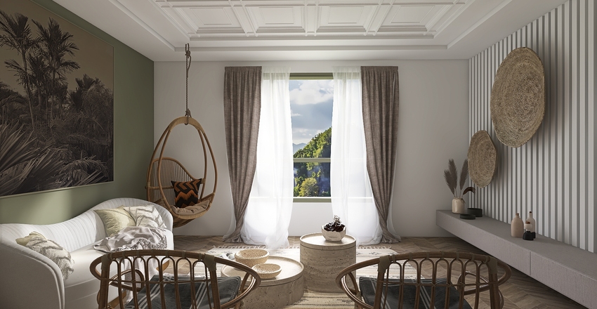 Shades Of Green Interior Design Render