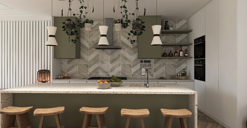 Shades Of Green Interior Design Render