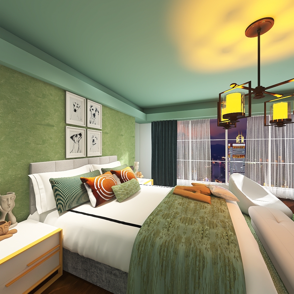 The Green room 3d design renderings