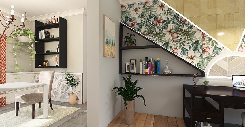Average Sized Home in Santa Barbara Style Interior Design Render