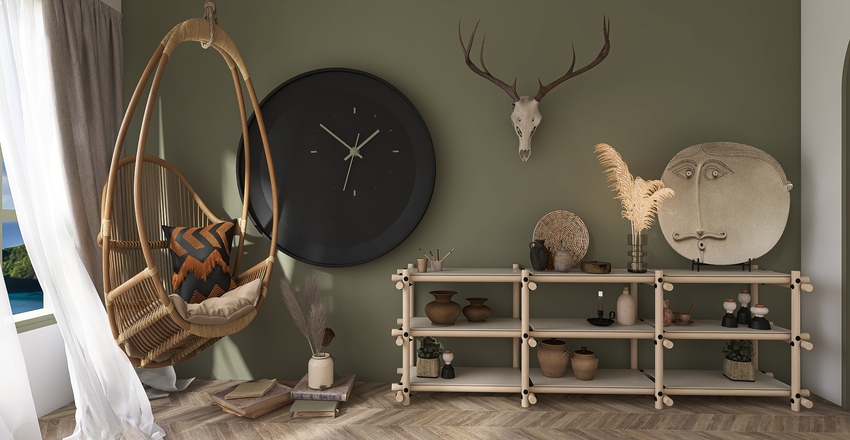 Shades Of Green Interior Design Render