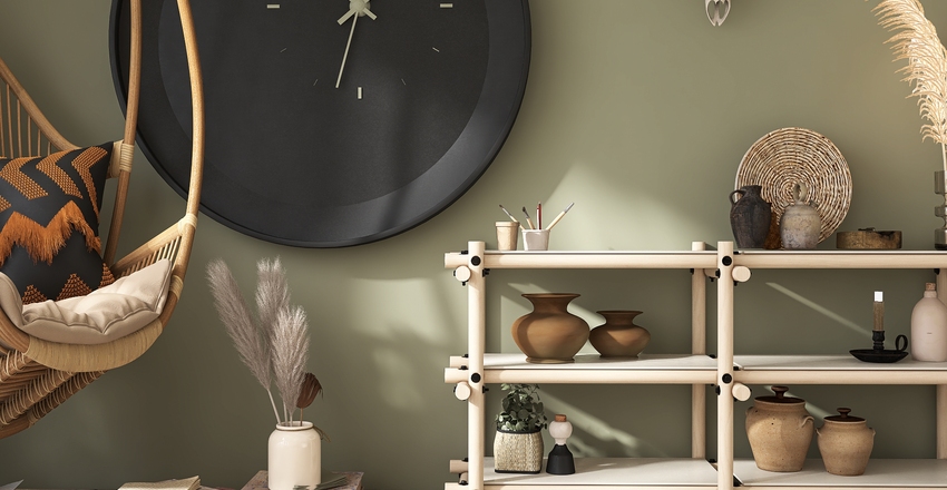 Shades Of Green Interior Design Render