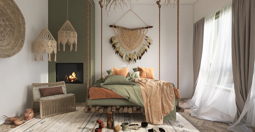 Shades Of Green Interior Design Render