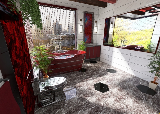 The Red Comfort (15 Sqm Toilet & Bath) Design Rendering