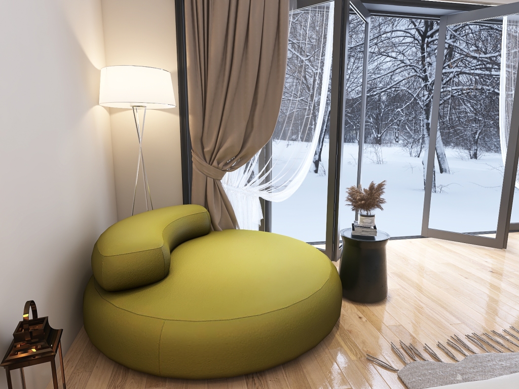 House in the snow 3d design renderings