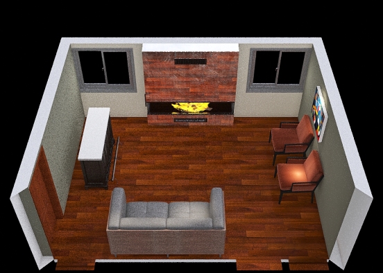 Family Room with Bar Design Rendering