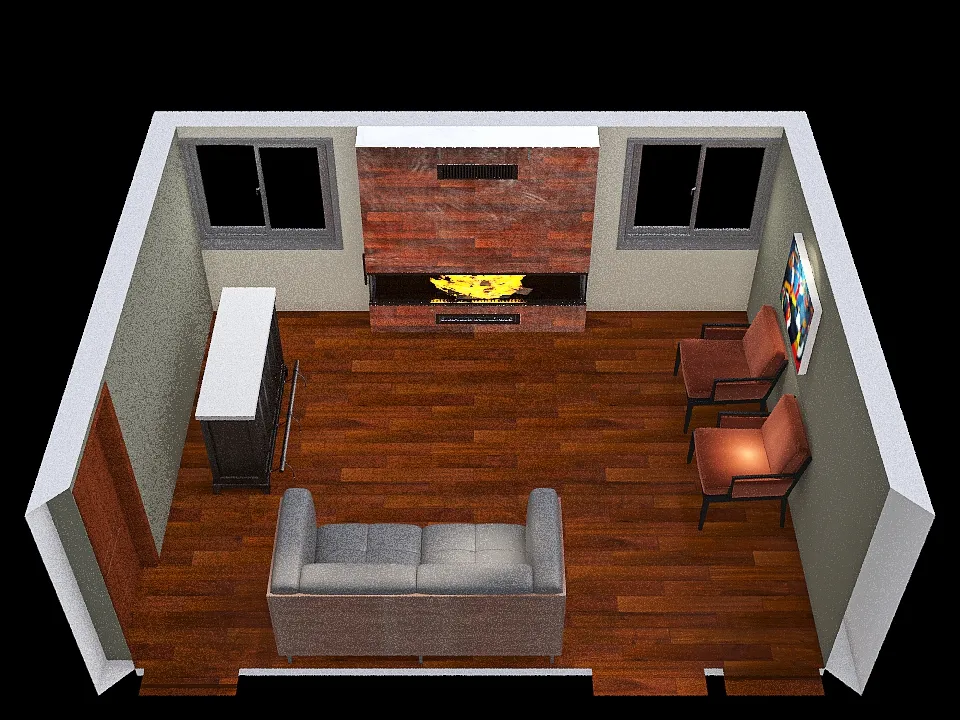 Family Room with Bar 3d design renderings