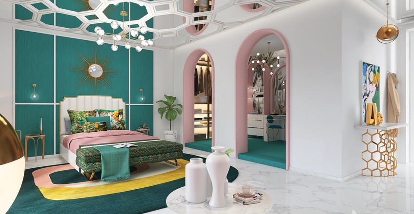 Habitación Art Decó Interior Design Render