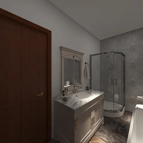 # Bedroom And Bathroom Design Rendering